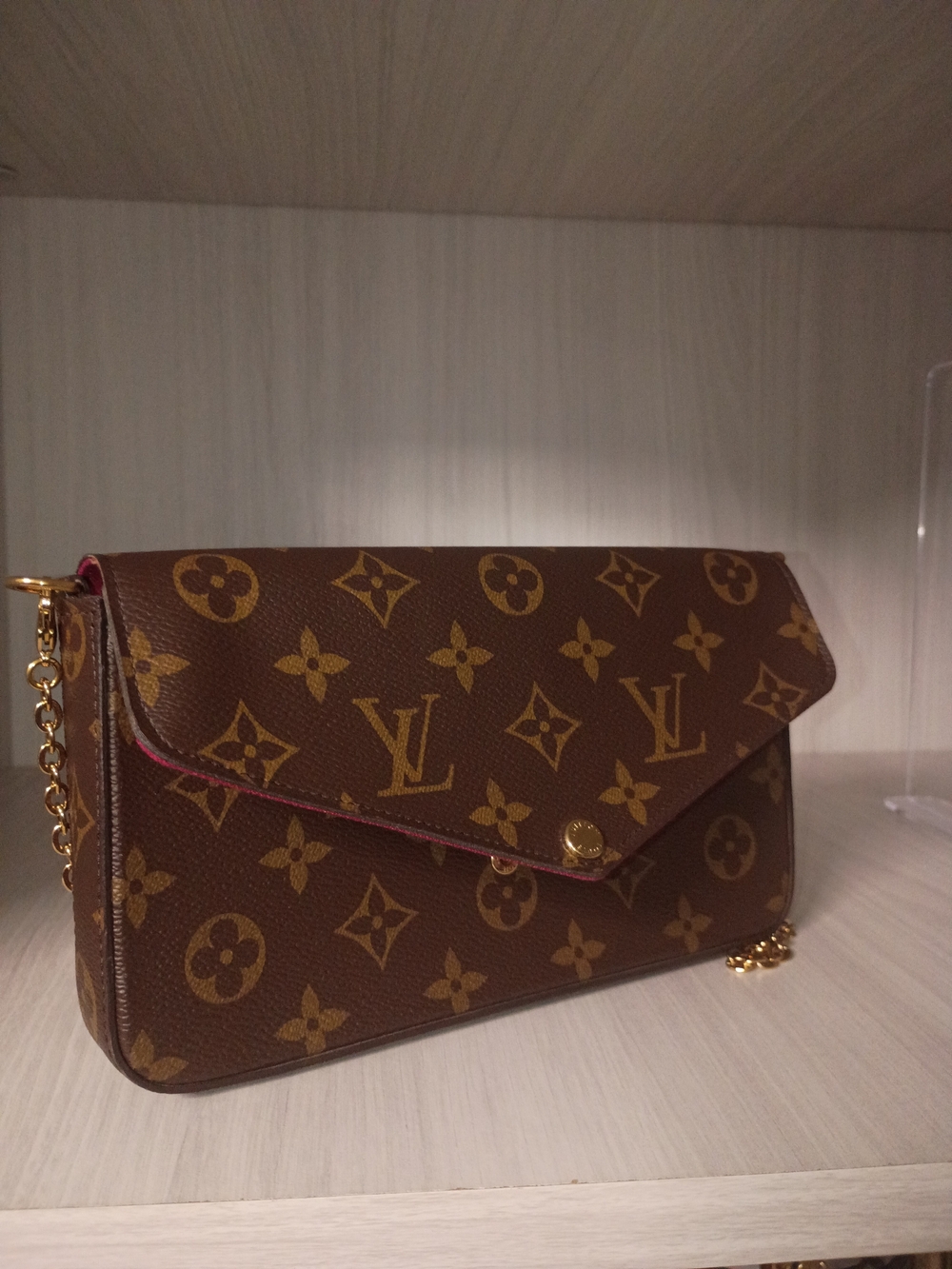 Louis Vuitton Monogram Canvas Felicie Crossbody with Gold Chain